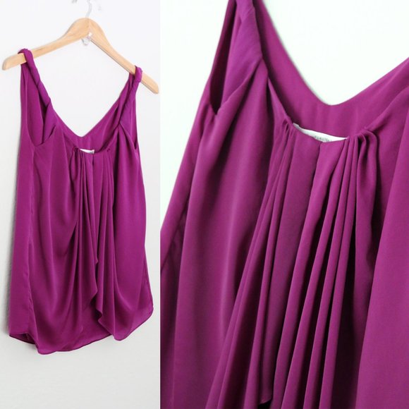 Diane Von Furstenberg DVF Pepe Twist Shoulder Pleated Layered Tank Top Violet 2 - Picture 8 of 12